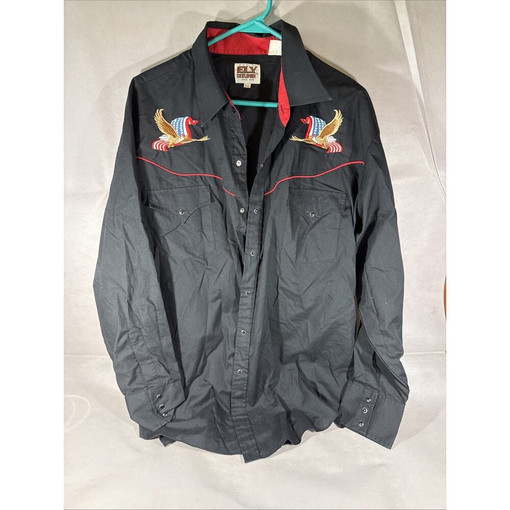 VTG Ely Cattleman Mens 2XL Embroidered Double Eagle Western Shirt Lightweight ZZ